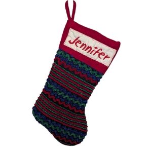 Jennifer Embroidered Colorful Knit Christmas Stocking By Dan Dee